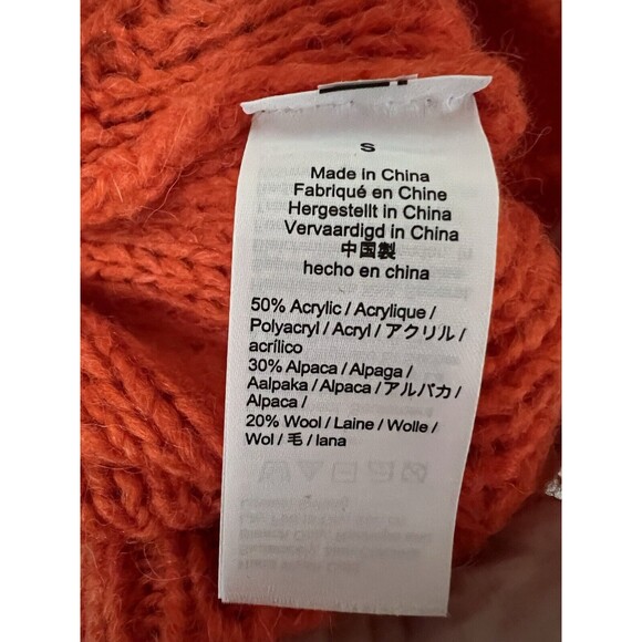 J.Crew Has Women's Cableknit Pointelle Sweater with Popcorn Flowers Orange Small - Picture 6 of 7